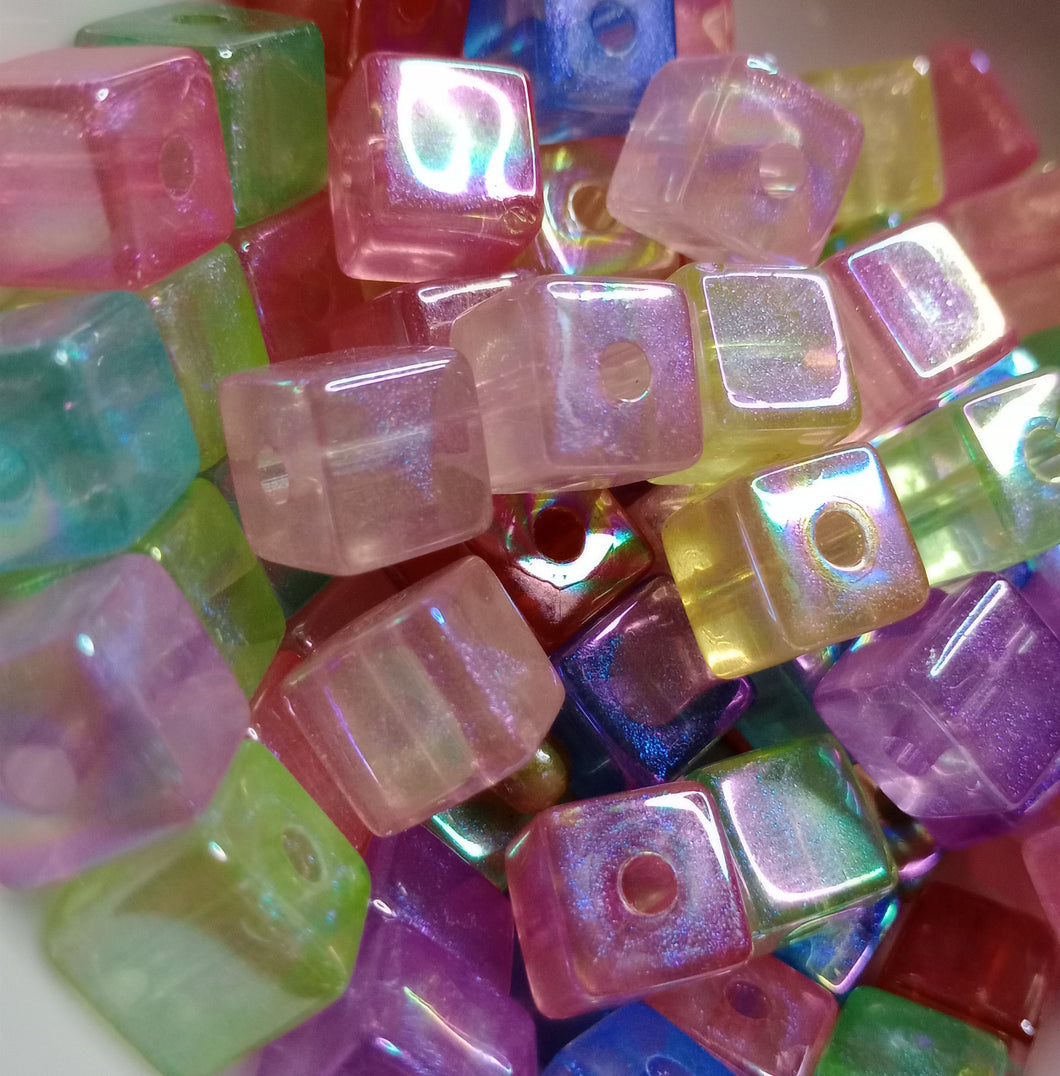 Glitter Cube Beads 15mm