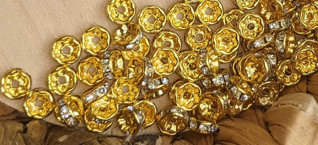 Gold rhinestone beadable pen spacer